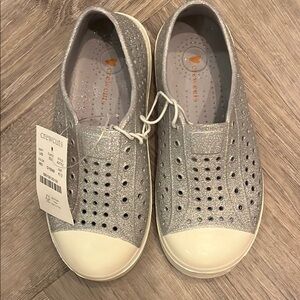 Crewcuts Silver Glitter Slip-On Shoes